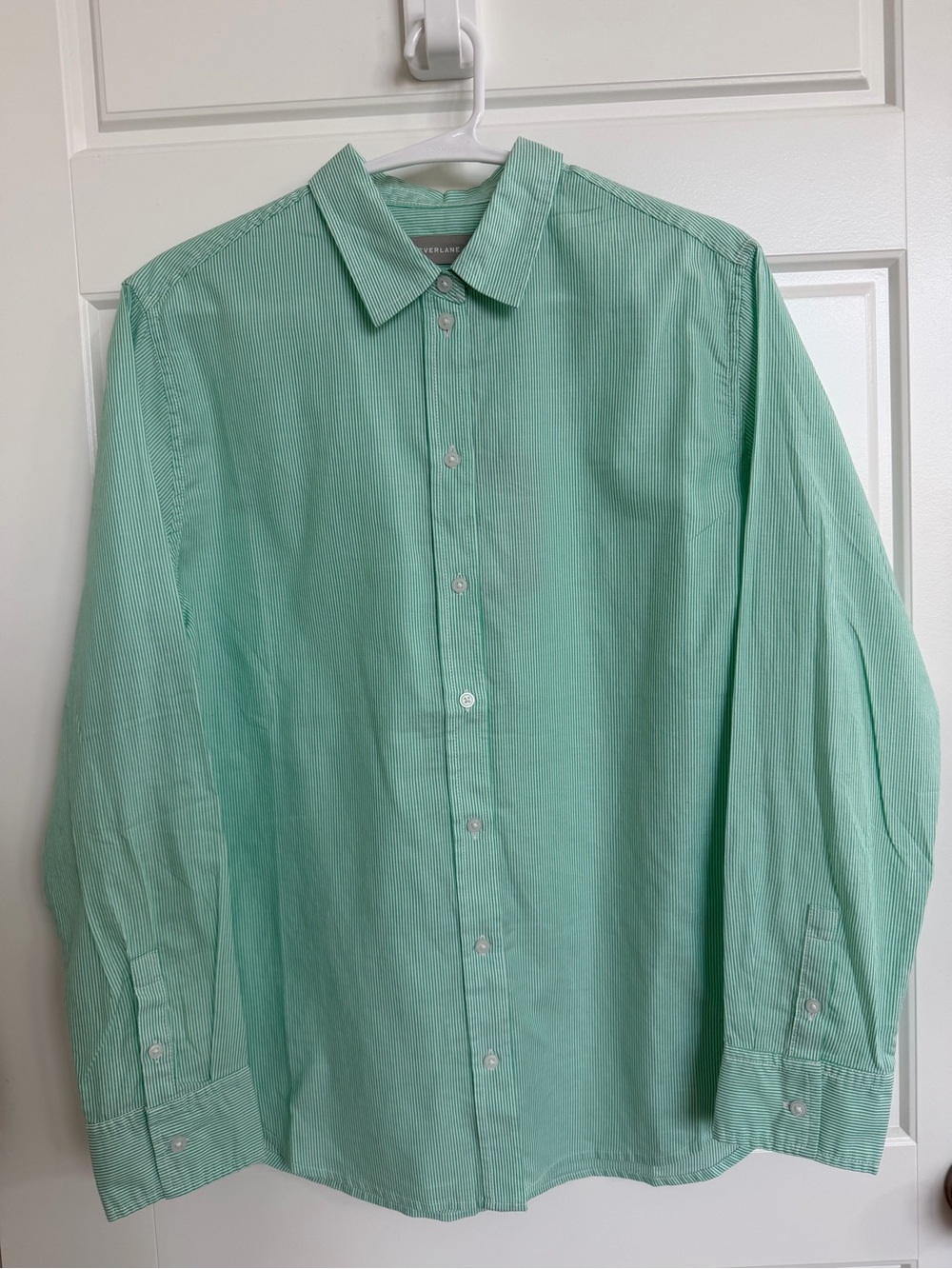 Everlane Mint Green Stripe Cotton Button Down Shirt Women’s Size 6
